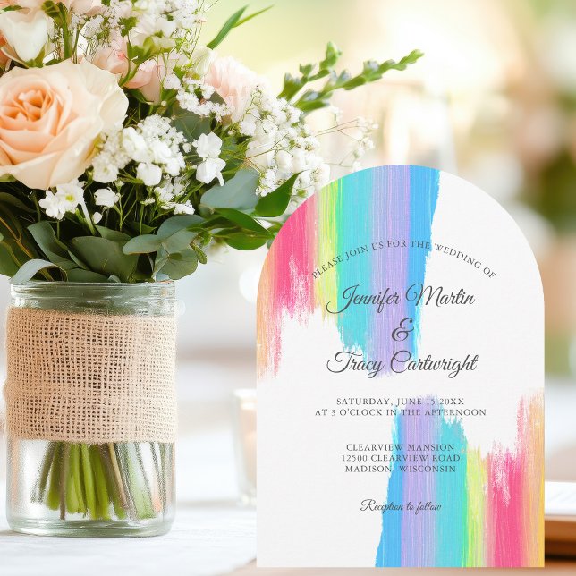 Elegant Rainbow Arch Wedding Invitation (Creator Uploaded)