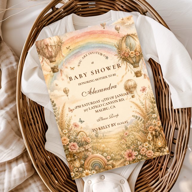 Elegant Rainbow Boho Baby Shower Invitation (Creator Uploaded)