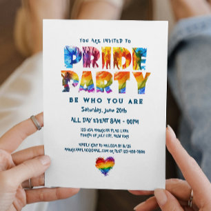 Elegant Rainbow Coloured Letters Pride Party Invitation