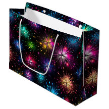 Elegant Rainbow Fireworks on Black Background