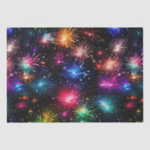 Elegant Rainbow Fireworks on Black Background