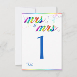 Elegant Rainbow Floral Gay Wedding Table Number