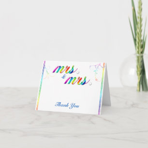 Elegant Rainbow Floral Gay Wedding Thank You Card