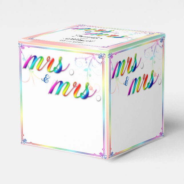 Elegant Rainbow Floral Wedding Favour Box (Front Side)