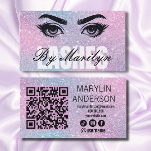 Elegant Rainbow Glitter Gradient Lash Scannable  Business Card