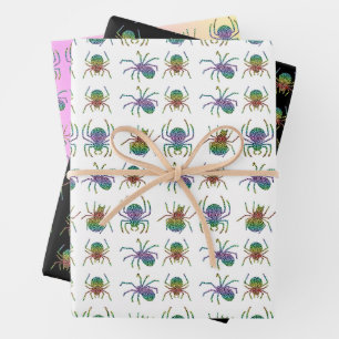Elegant Rainbow Leopard Print Spider Silhouette  Wrapping Paper Sheet