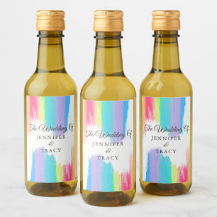 Elegant Rainbow LGBTQ Wedding Personalised Mini Wine Label