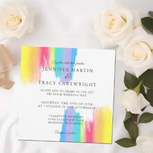Elegant Rainbow Modern Colourful LGBTQ Wedding Invitation