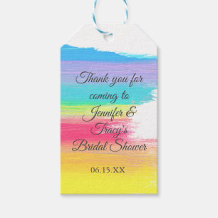 Elegant Rainbow Personalised Lesbian Bridal Shower Gift Tags