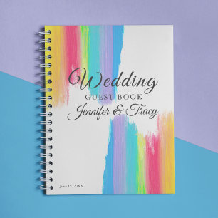 Elegant Rainbow Personalized LGBTQ Wedding Guest Notebook