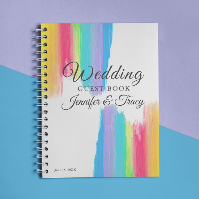 Elegant Rainbow Personalized LGBTQ Wedding Guest Notebook (Creator Uploaded)