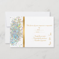 ELEGANT RAINBOW SPARKLE GOLD CUSTOM RSVP