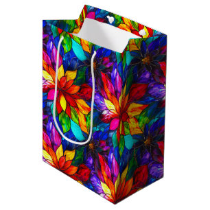 Elegant Rainbow Stained Glass Pattern Medium Gift Bag