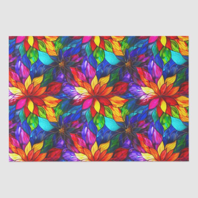 Elegant Rainbow Stained Glass Pattern Tissue Paper (Front)