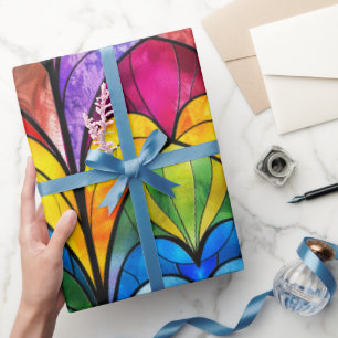 Elegant Rainbow Stained Glass Pattern Wrapping Paper
