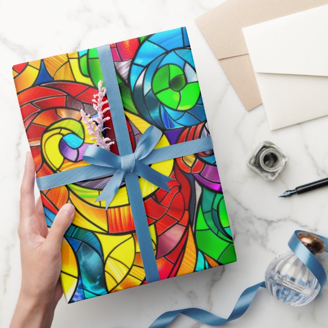 Elegant Rainbow Stained Glass Pattern Wrapping Paper (Gifting)