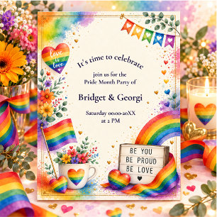 Elegant Rainbow Watercolor Pride Month Party
