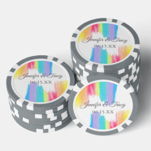 Elegant Rainbow Wedding Personalised Poker Chips