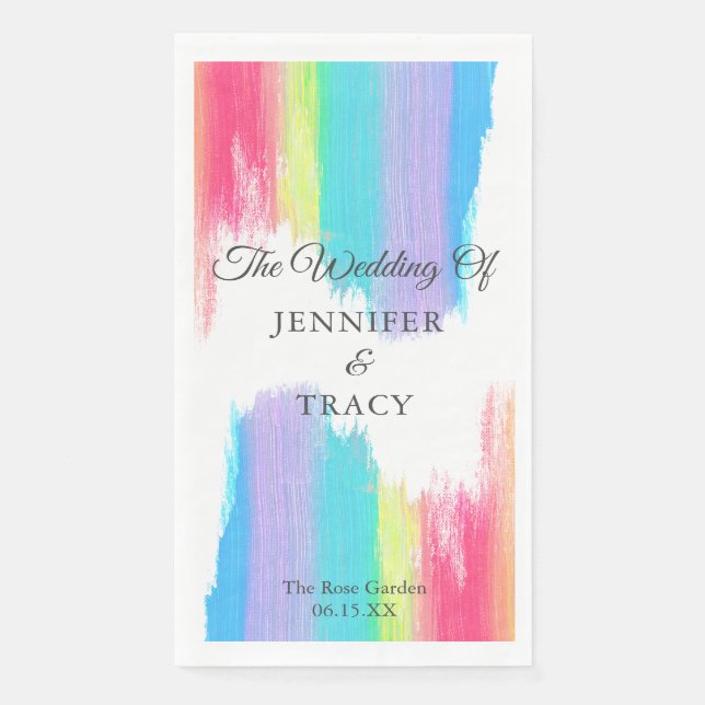 Elegant Rainbow Wedding Personalized Napkin (Front)