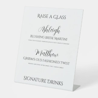 Elegant Raise a Glass Wedding Drinks Sign