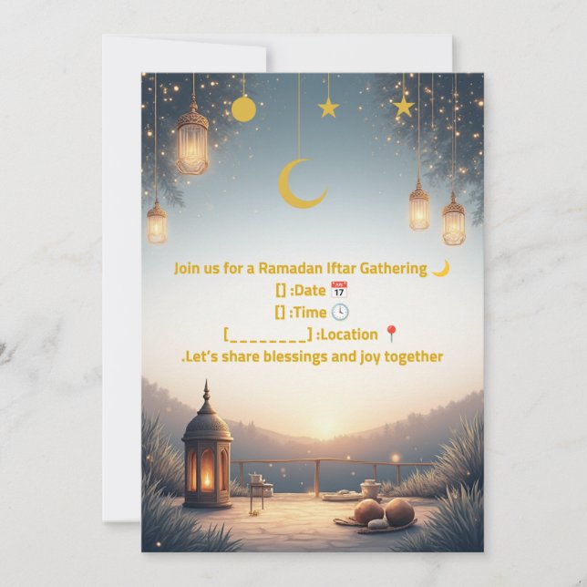 Elegant Ramadan Iftar Invitation 🌙 Gold & Navy Is (Front)