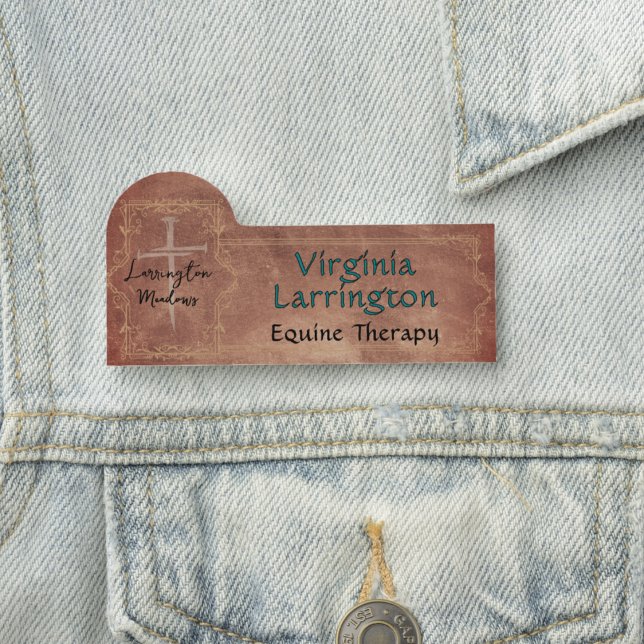 Elegant Ranch Business Personalizeable Cross Logo Name Tag (Creator Uploaded)