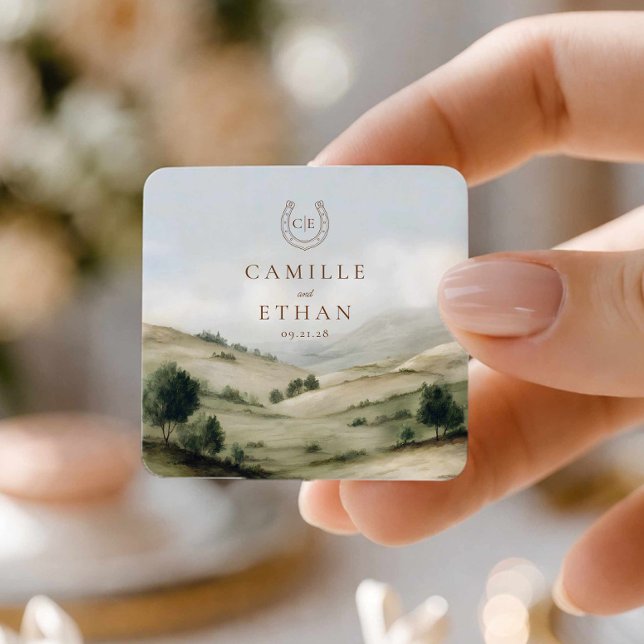Elegant Ranch Wedding Favour Sticker (Modern Western Wedding Sticker)