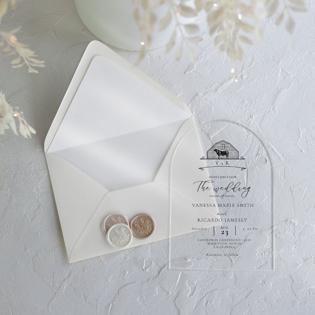 Elegant Ranch Western  Country Cowboy Wedding  Acrylic Invitations (Creator Uploaded)
