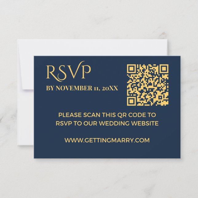 Elegant Rangoli Royal Blue and Gold Indian Wedding RSVP Card (Front)