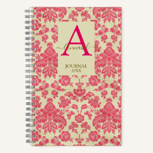 Elegant Raspberry damask inspired patterned Noteb Notebook