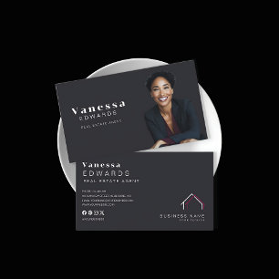 Elegant Real Estate Agent Photo  Business Card