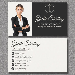 Elegant Real Estate Agent Photo Neutral Business Card