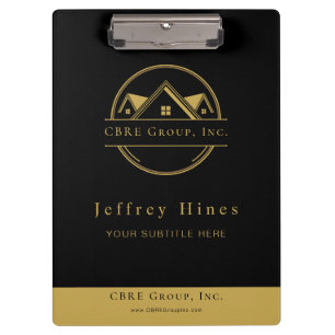Elegant Real Estate Black and gold custom logo Clipboard