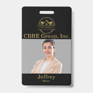 Elegant Real Estate Black and gold custom logo ID Badge
