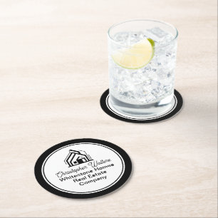 Elegant Real Estate Company Customized Realtor Round Paper Coaster