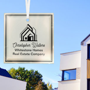 Elegant Real Estate Company Logo Custom Realtor Glass Tree Decoration
