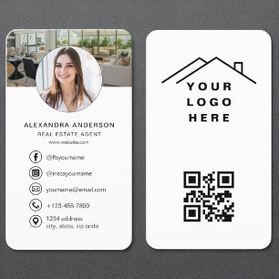Elegant Real Estate QR Code Logo Headshot Business Card