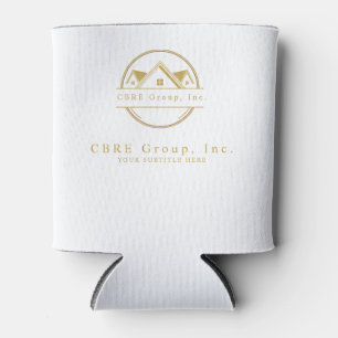 Elegant Real Estate white and gold custom logo Can Cooler