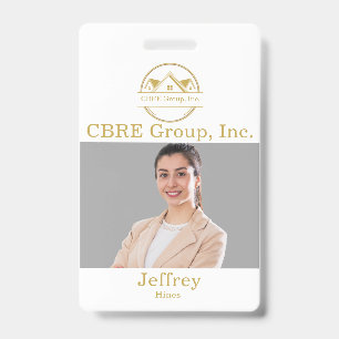 Elegant Real Estate white and gold custom logo ID Badge