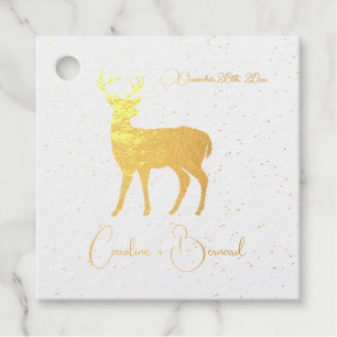 Elegant Real Foil Deer with Confetti Wedding Favour Tags