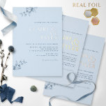 Elegant Real Foil Modern Typography Blue Wedding<br><div class="desc">Gorgeous elegant blue wedding invitation with couple names in real foil! Three real foil colour options: gold, silver, or rose gold foil. Modern elegant wedding invitation with contemporary typography and subtle fine hand-drawn floral detail in blue. Easy to fill in the template. Ability to "edit using design tool" and make...</div>