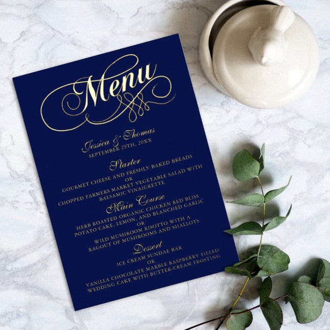 Elegant Real Foil Pressed Wedding Menu Cards (Creator Uploaded)