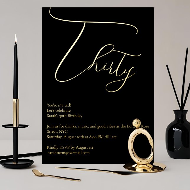 Elegant Real Foil Thirty 30th Birthday Invitation (Creator Uploaded)