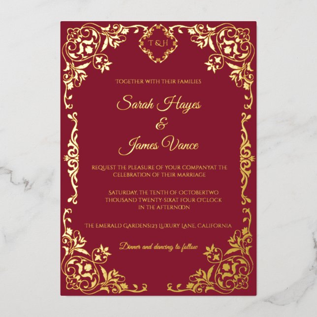 Elegant Real Gold Foil Botanical (Front)