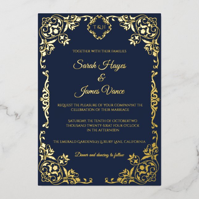 Elegant Real Gold Foil Botanical (Front)