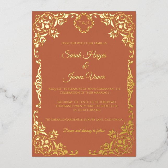 Elegant Real Gold Foil Botanical (Front)