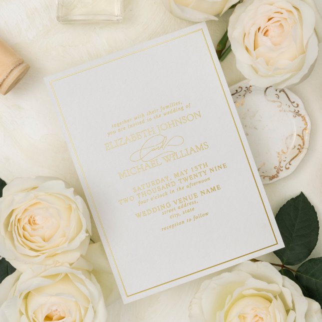 Elegant Real Gold Foil Calligraphy Formal Wedding (Creator Uploaded)