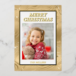 Elegant Real Gold Foil Custom Photo Christmas