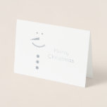 elegant real gold foil Merry Christmas snowman Foil Card<br><div class="desc">Minimalist "Merry Christmas" card with snowman,  shiny gold foil. You may add your own message.</div>