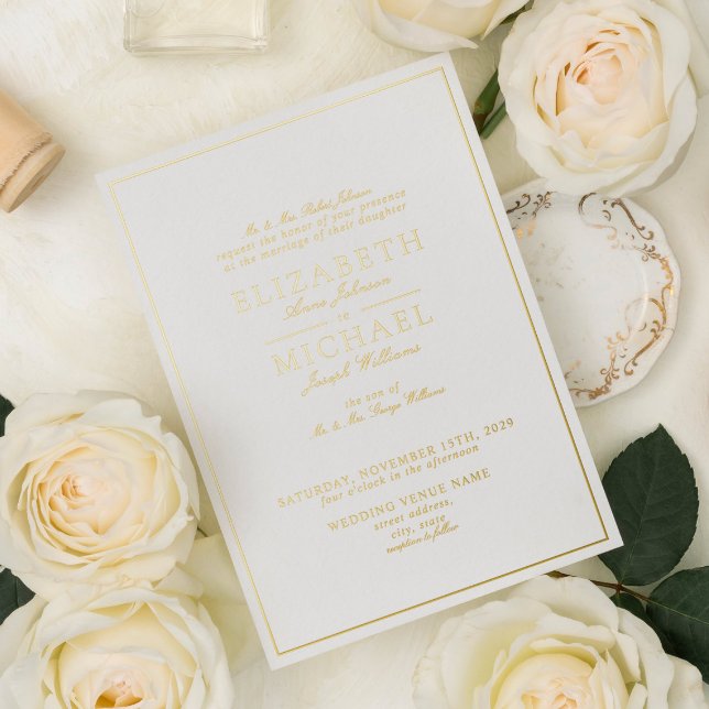 Elegant Real Gold Foil White Script Wedding (Creator Uploaded)